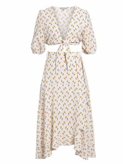 Fashion V-neck Tall Waist Printing Suits