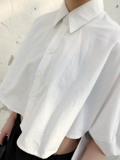 Solid Cropped Half-short Shirt