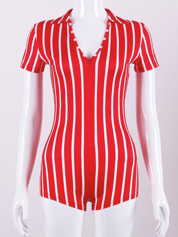 V-neck Striped Yoga Rompers