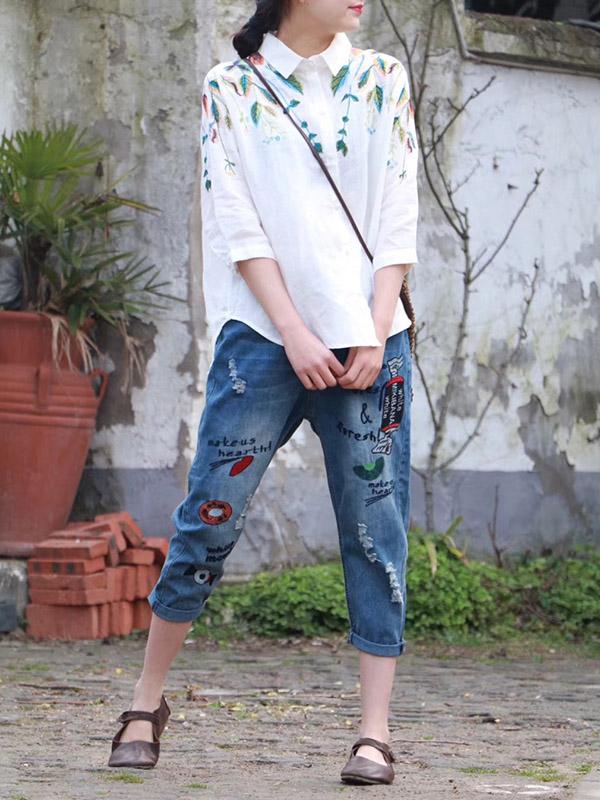 Retro Elastic Waist Harem Pants