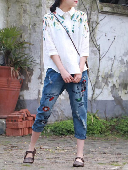 Retro Elastic Waist Harem Pants