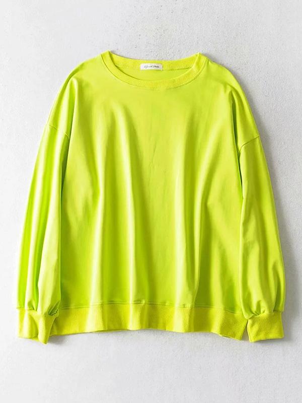 Fashion Casual Loose Solid Sweat Shirts