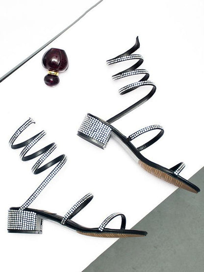 Chic Convolved Crystal Sandals