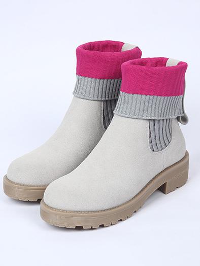 Split Knitting Mid Calf Boots