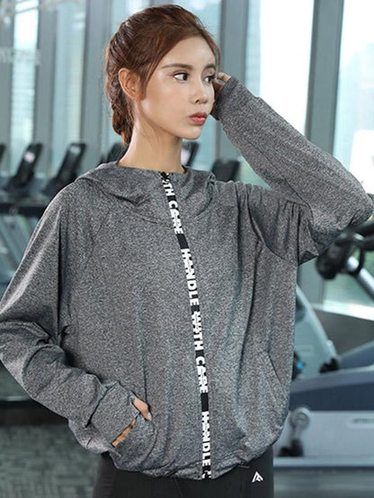 Printed Zipper Long Sleeves Sports Sweat Shirts