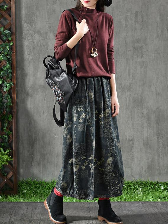 Loose Printed A-line Skirt Bottom