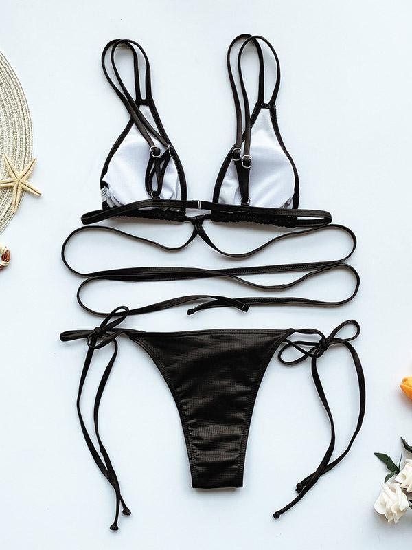 Triangle Bandage Split Bikini Swimsuit