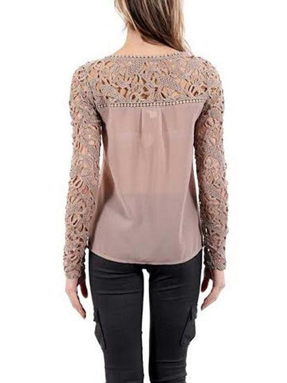 Fashion Hollow Lace Blouses&Shirts