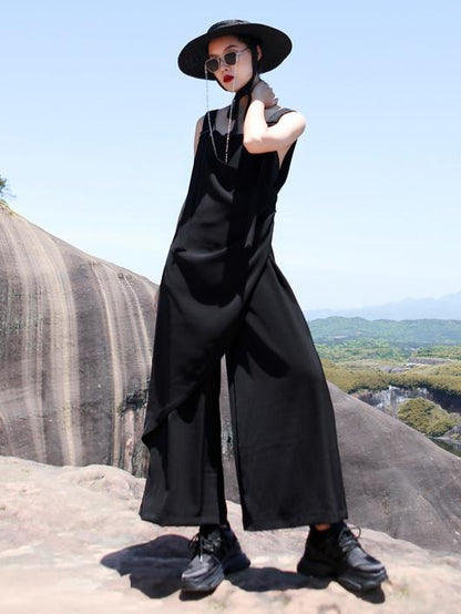 Light Ruffled Solid Wide Leg Pants Jumpsuits