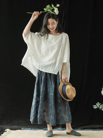 Retro Elastic Waist Linen Casual Skirt
