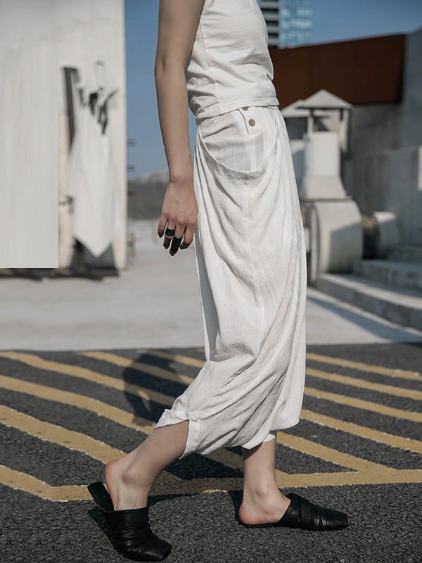 Casual Solid Color Asymmetric Empire Harem Capri-Pants