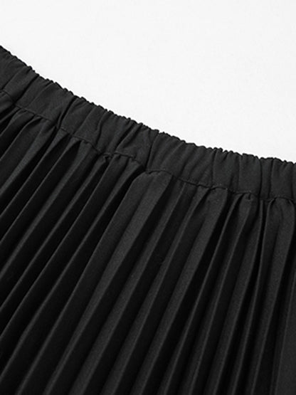 Stylish Solid Color Irregular Empire Waisted Pleated Skirts