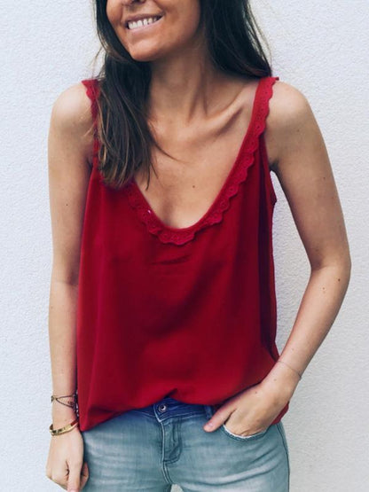 Lace V-neck Sling Vest Top