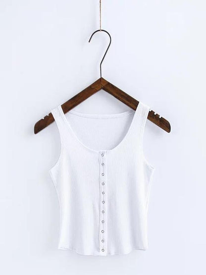 Round-neck Wrap Solid Casual Vest Top