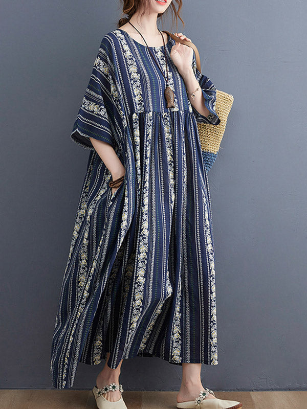 Original Floral Split-Joint Short Sleeve Maxi Dress