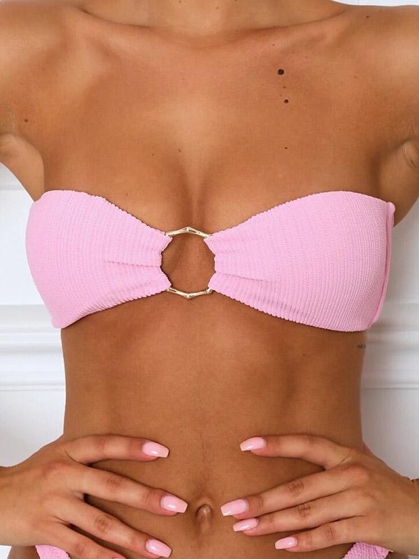 Strapless Metal Ring Bikini Swimsuit