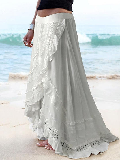 Asymmetric Falbala Hollow Skirt Bottoms