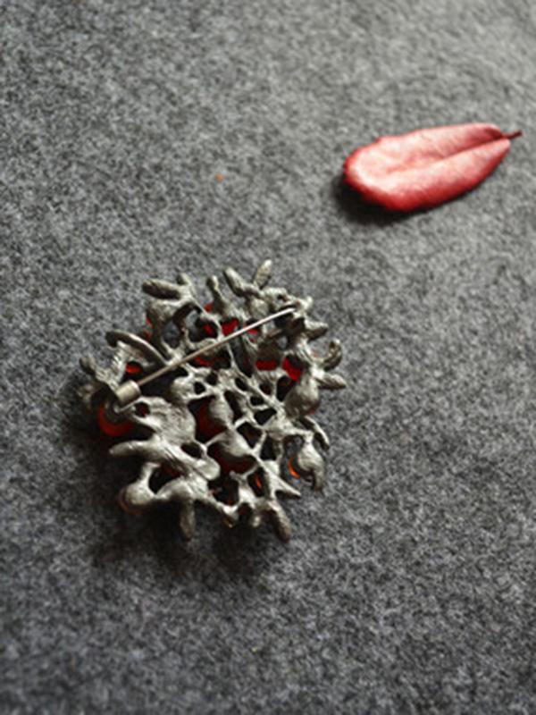 Red Colored Stone With Branch Necklace