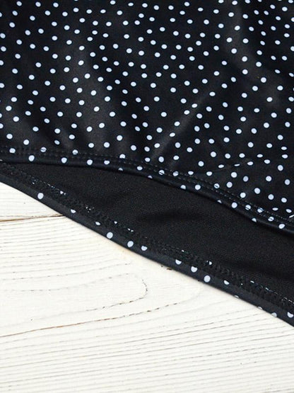 Polka Dot Lace Up One Piece Swimsuit