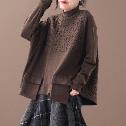Buykud Casual Spliced Pure Color Comfortable Sweater