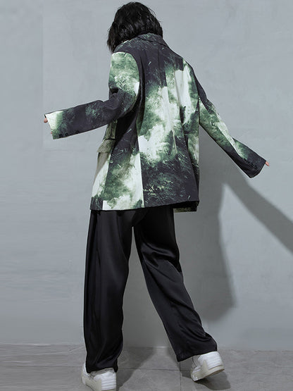 Fashion Tie-Dyed Notched Collar Long Sleeves Blazer