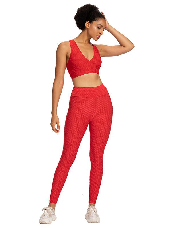 Wrap Solid Color V-Neck Sports Bra