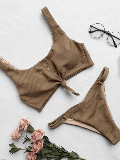 Ribbed Knot Bikinis Swimwear