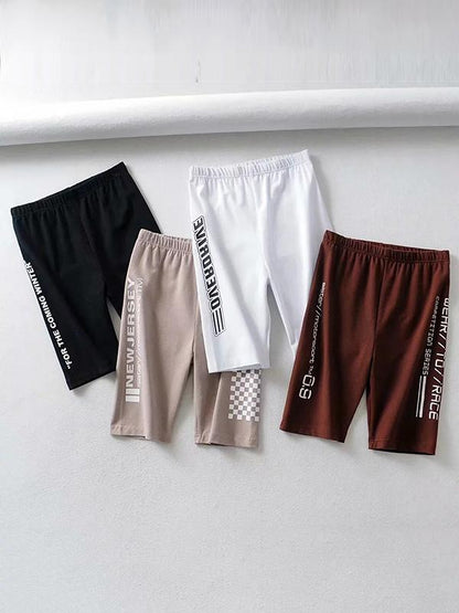 Letter Printed Elastic Sport Shorts