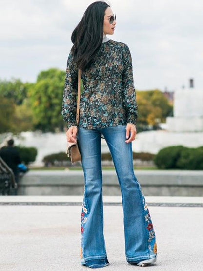 Embroidered Jean Bell-bottoms