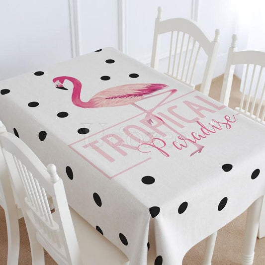 Point & Red-crowned Crane Printed Casual Tablecloth
