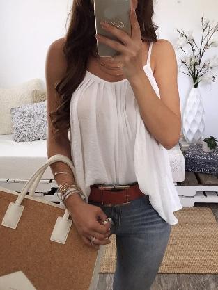 Sexy Loose Spaghetti-neck Solid Vest Top