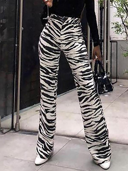 Zebra Stripes High Waist Casual Pants