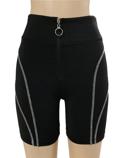 Zipper Letter Printed Sports Shorts