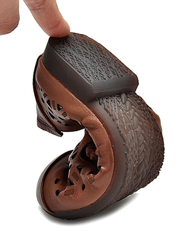 Leisure Fashionflat Hollow Flat Heel Leather Shoes