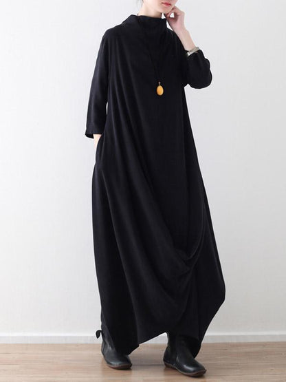 Loose Asymmetric Split-joint Long Dress