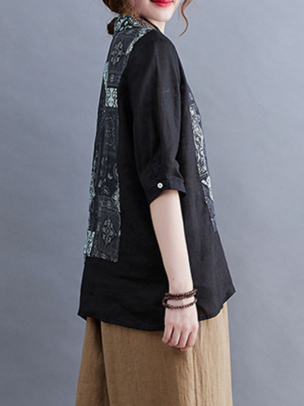 Original Asymmetric Split-Joint Short Sleeves Lapel Blouse Tops