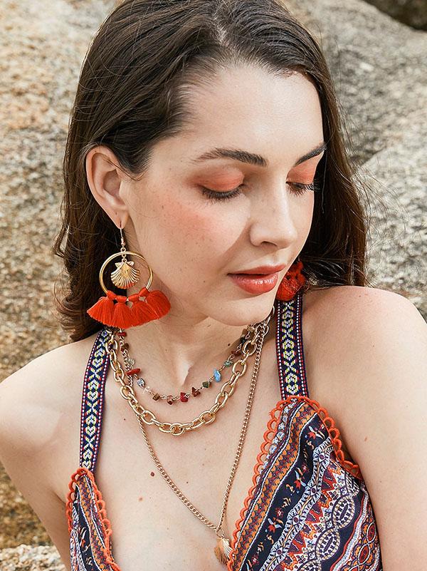 Shell  Tassel Earring And Necklace Accessories