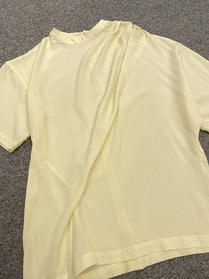 Stylish Asymmetric Round-Neck Solid Color Short Sleeves T-Shirt