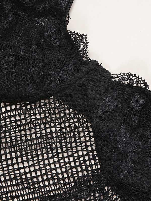 See-Through Lace Split-Joint Bodysuit Lingerie