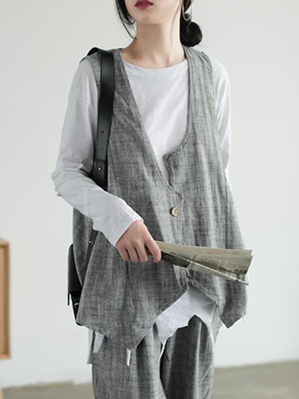 Original Retro Linen Vest&Harem Pants Suits
