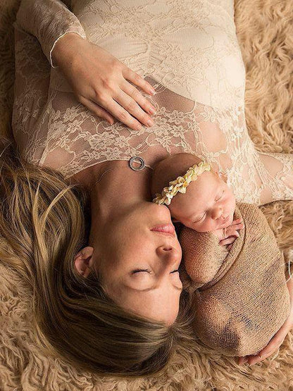 Maternity Lace Long Sleeve Maxi Dress