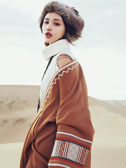 Original Flared Embroidered Woolen Outwear