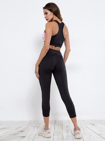Split-joint Gauze Color Blocking Yoga Suits