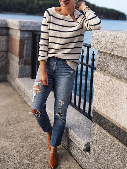 Fashion Stripes Loose Sweater Tops