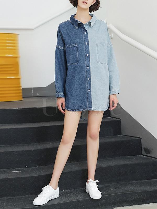 Casual Split-joint Jean Shirt