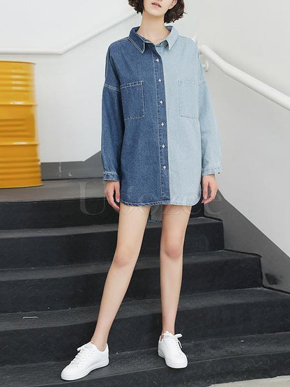 Casual Split-joint Jean Shirt