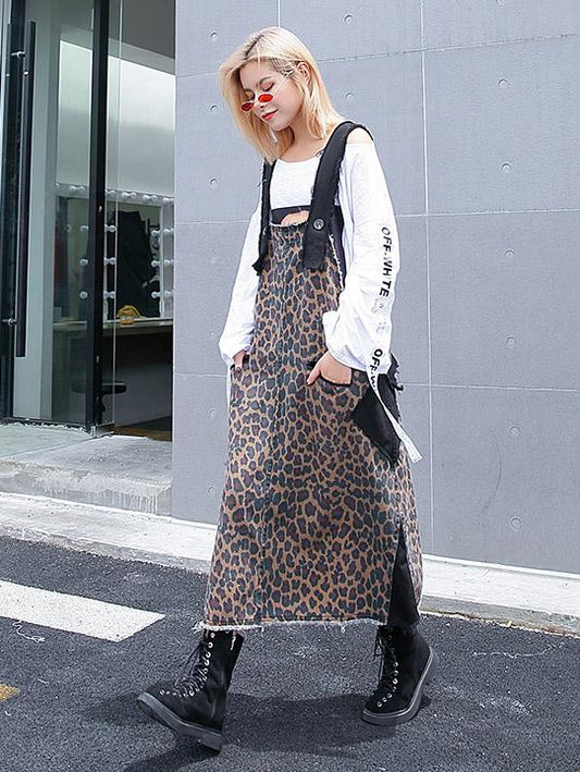 Loose Leopard Braces Dress