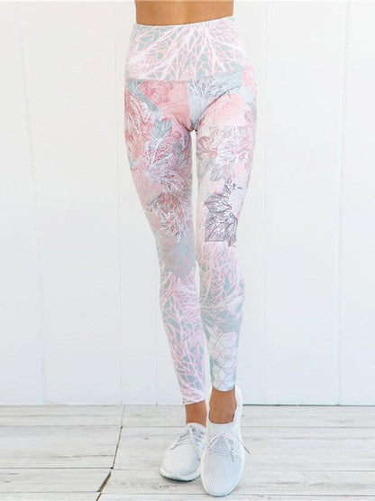 Printed Bandage Tanks And Wide Wasitband Leggings Suits