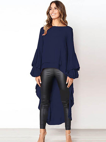 Asymmetric Flared Sleeves Swallowtail Dress