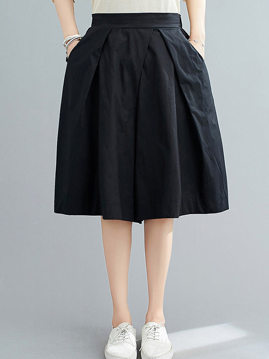 Casual Solid Color Elasticity Waist Wide Leg Shorts